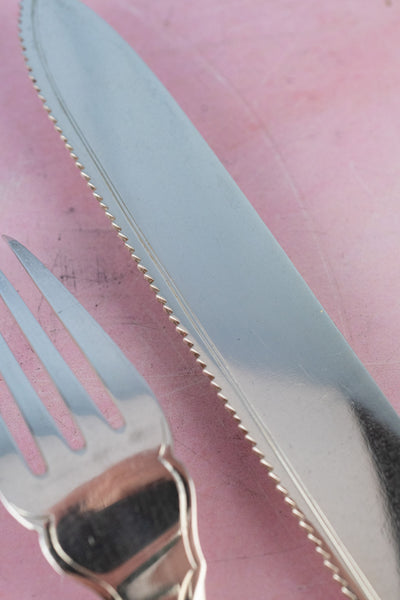 1902 Mother of Pearl and Sterling Cake Knife & Fork