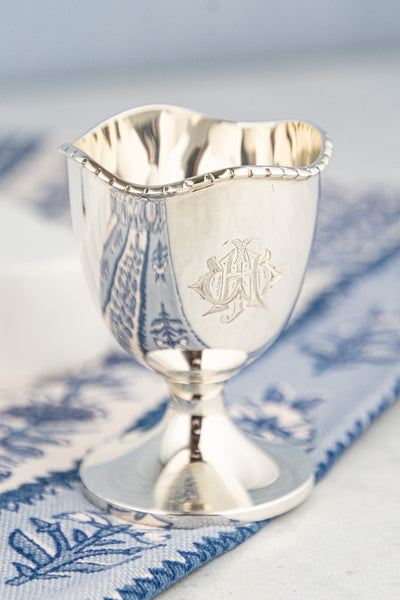 1921 English Silver Egg Cup & Spoon Set