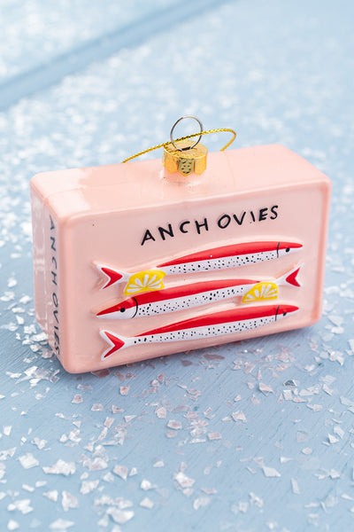 Anchovies Tin Glass Ornament