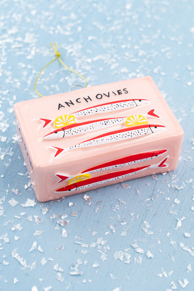 Anchovies Tin Glass Ornament