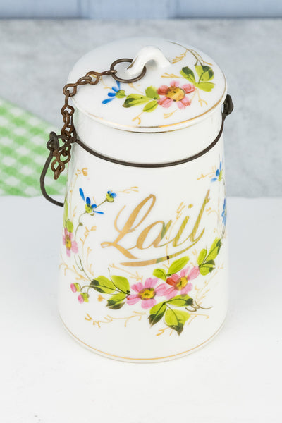 Antique French Handpainted 'Lait' Carafe