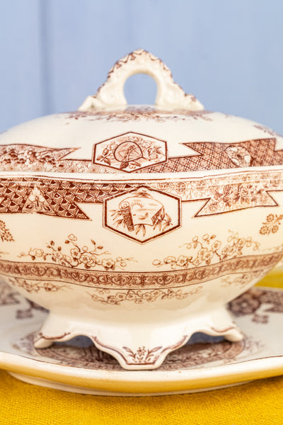 Antique Aesthetic Movement Sauce Tureen with Liner & Ladle