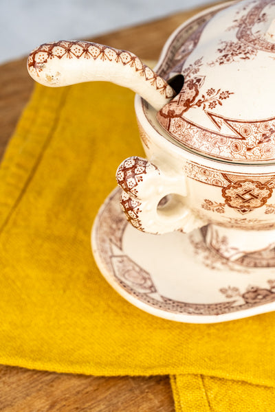 Antique Aesthetic Movement Sauce Tureen with Liner & Ladle