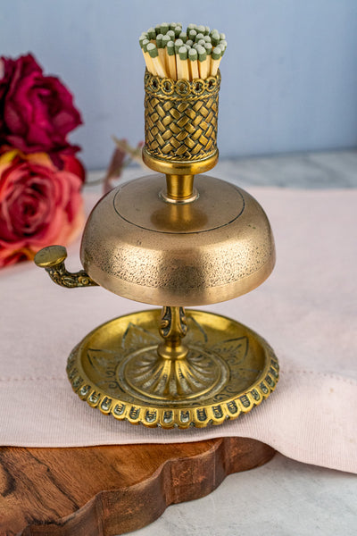 Antique Brass Hotel Bell with Match Holder & Strike
