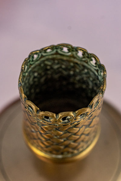 Antique Brass Hotel Bell with Match Holder & Strike