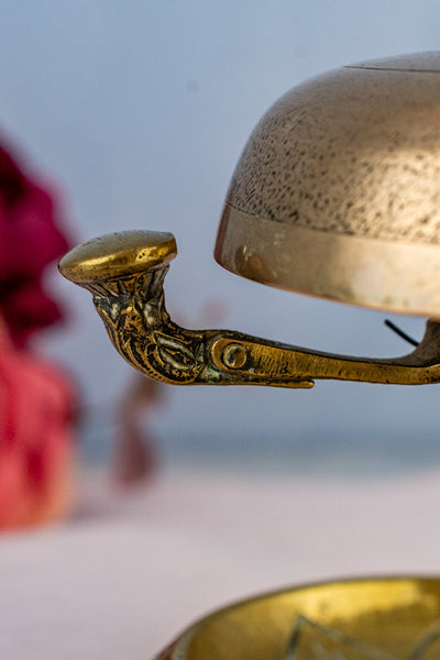 Antique Brass Hotel Bell with Match Holder & Strike