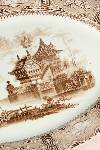 Antique Brown Transfersware Platter