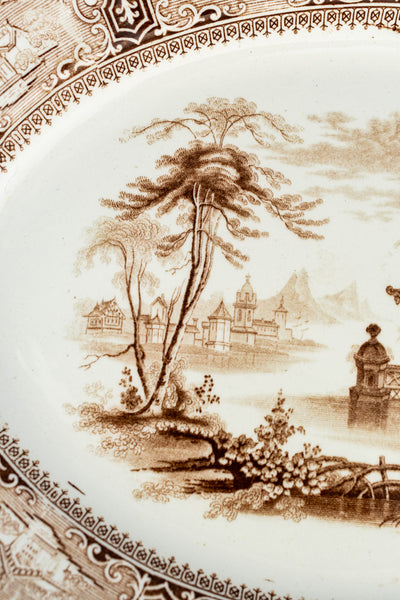 Antique Brown Transfersware Platter