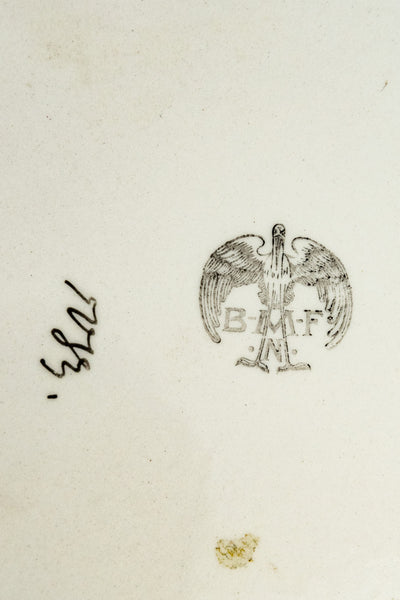 Antique Ceramic & Metal Floral Gallery Tray