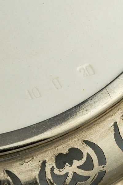 Antique Ceramic & Metal Floral Gallery Tray