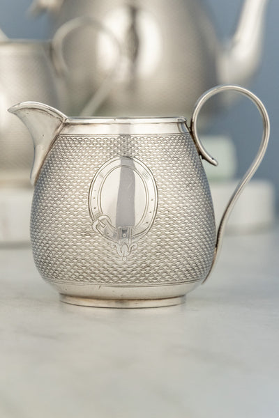 Antique Engine-Turned Silverplate Tea Set