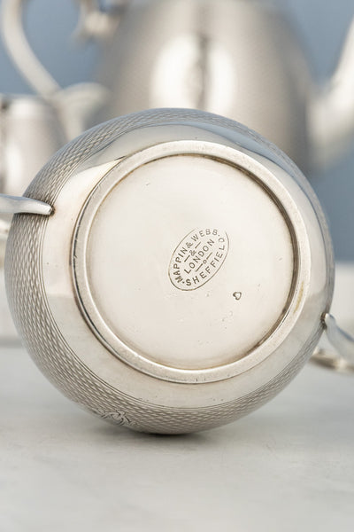 Antique Engine-Turned Silverplate Tea Set