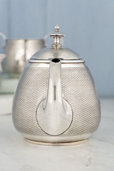 Antique Engine-Turned Silverplate Tea Set