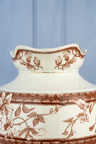 Antique Brown Transfersware Ironstone Pitcher