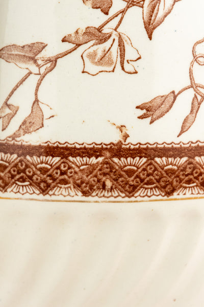 Antique Brown Transfersware Ironstone Pitcher