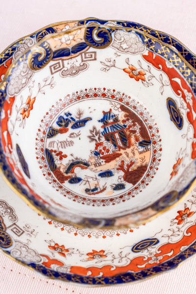 Antique English Imari Cup & Saucer