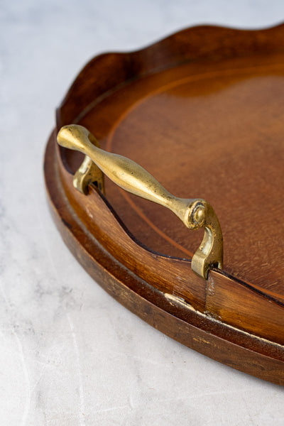 Antique English Inlaid Walnut Tray