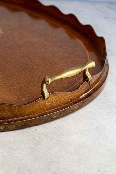 Antique English Inlaid Walnut Tray