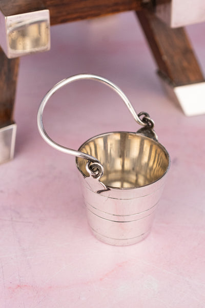 Antique English Oak and Silverplate Spirits Dispenser & Stand