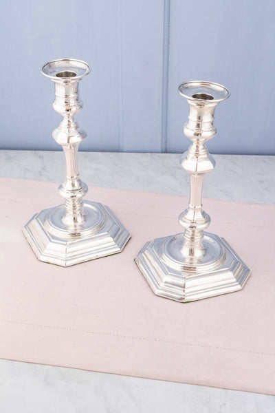 Antique English Silverplate Candlestick Pair
