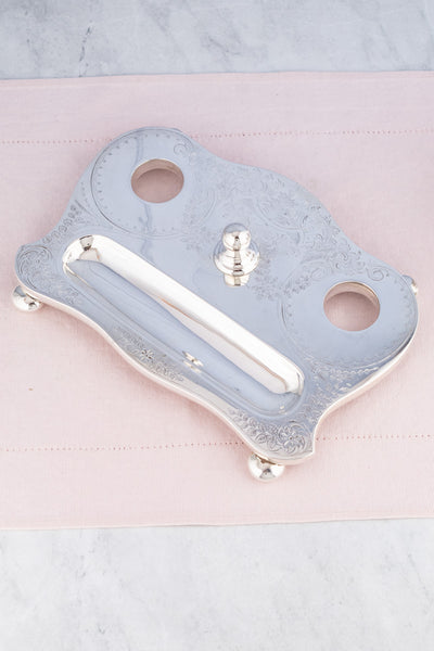 Antique English Silverplate Desk Stand