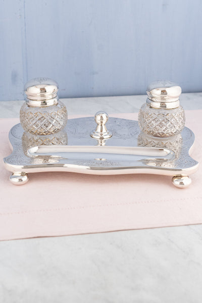 Antique English Silverplate Desk Stand