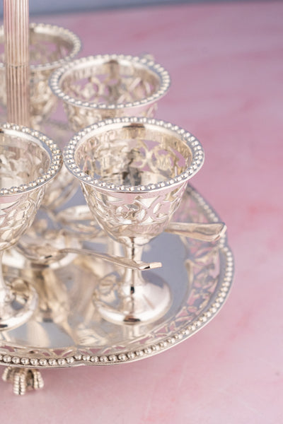 Antique English Silverplate Egg Cruet - Service for 6