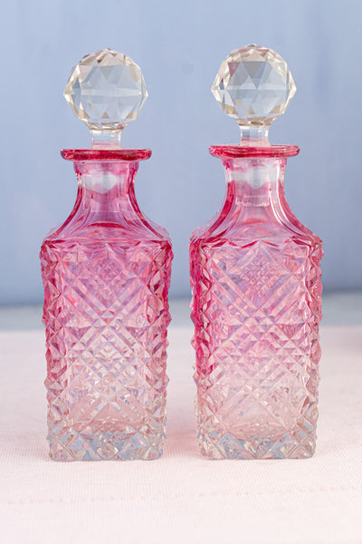 Antique English Silverplate & Blush Cut Crystal Condiment Stand