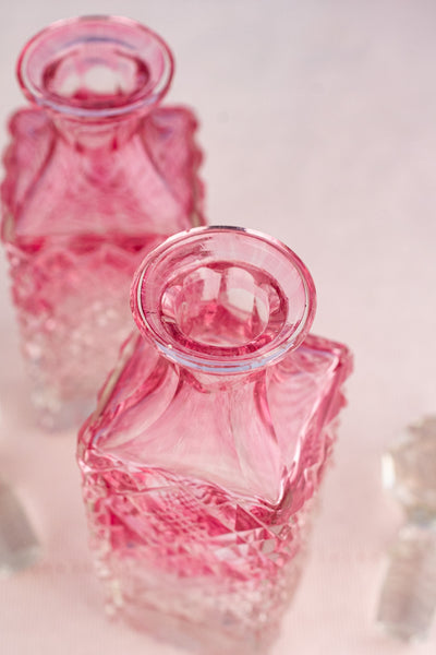 Antique English Silverplate & Blush Cut Crystal Condiment Stand