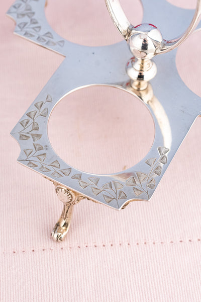 Antique English Silverplate and Cranberry Glass Condiment Stand