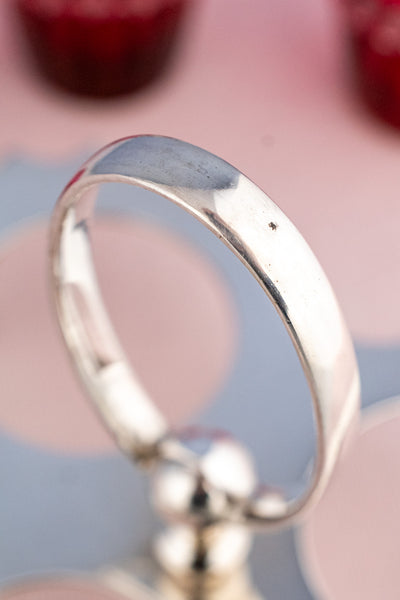 Antique English Silverplate and Cranberry Glass Condiment Stand