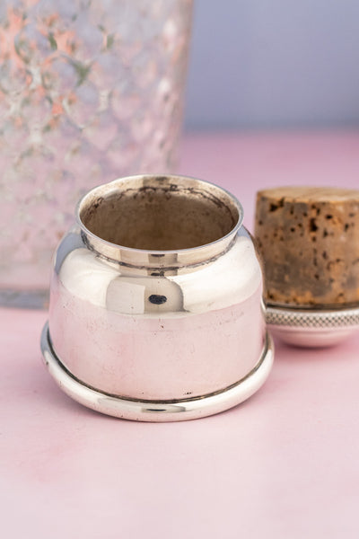 Antique English Silverplate and Engraved Crystal Cocktail Shaker