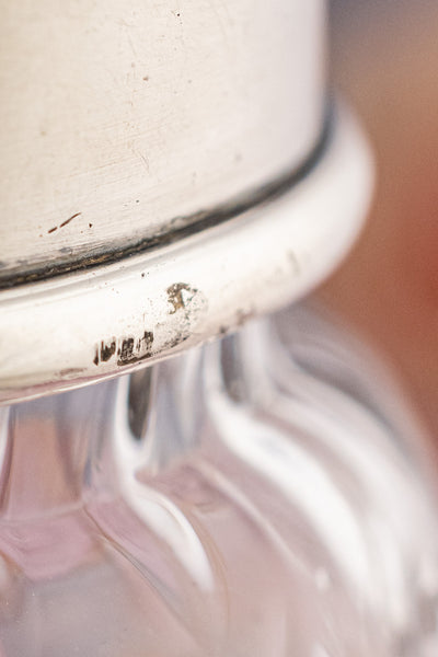 Antique English Silverplate and Engraved Crystal Cocktail Shaker