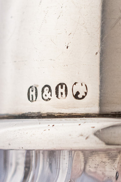 Antique English Silverplate and Engraved Crystal Cocktail Shaker