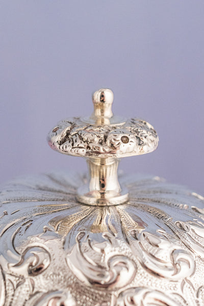 Victorian English Sterling Silver and Cut Glass Biscuit Barrel