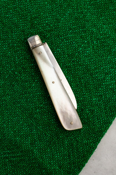 Antique English Sterling Silver and Mother of Pearl Pocket Knife