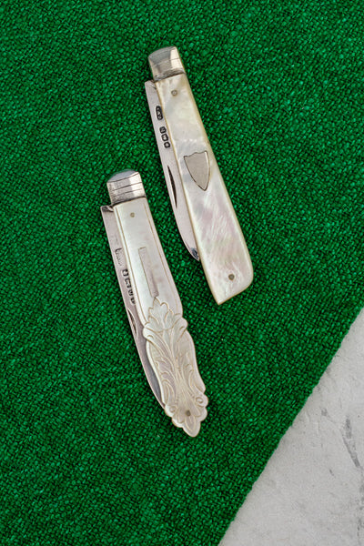 Antique English Sterling Silver and Mother of Pearl Pocket Knife