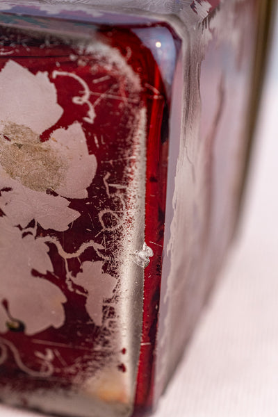 Antique Etched Cranberry Box