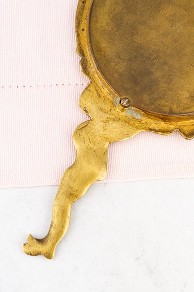 Antique French Brass Harlequin Hand Mirror
