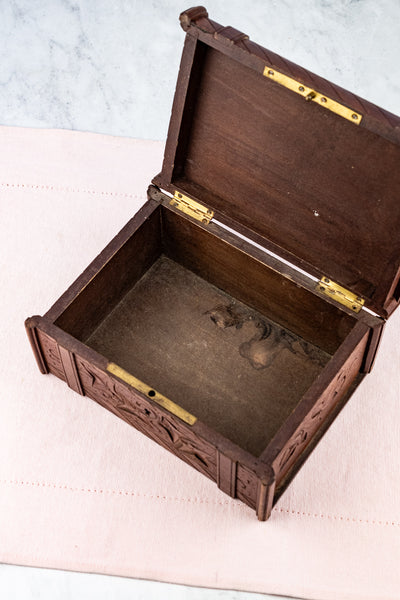 Antique French Carved Wooden Box