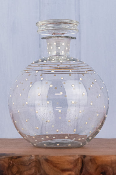 Antique French Glass Enameled Decanter & Glasses
