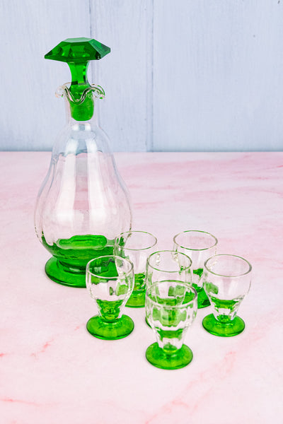 Antique French Green Glass Aperitif Set