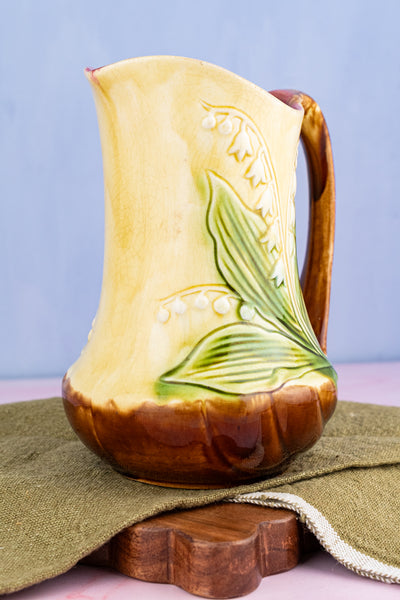 Antique French Faience Floral Pitcher