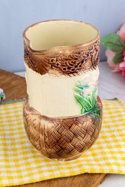 Antique French Majolica Botanical Pitcher