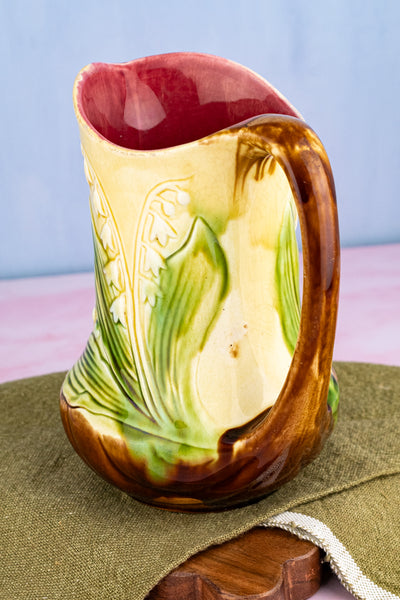 Antique French Faience Floral Pitcher