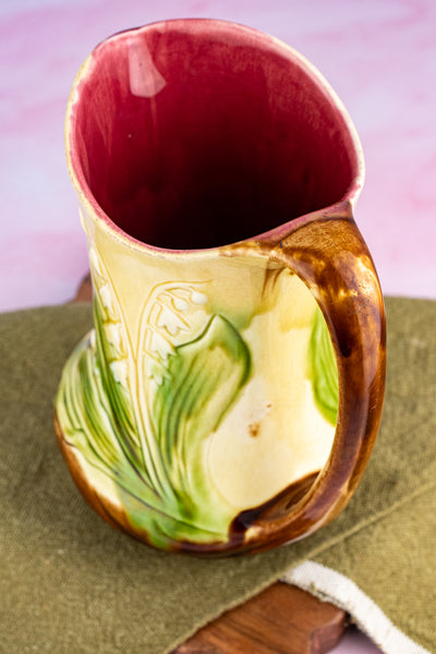 Antique French Faience Floral Pitcher