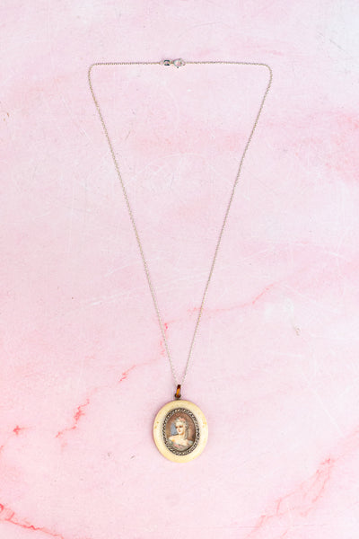 Antique French Miniature Portrait Necklace