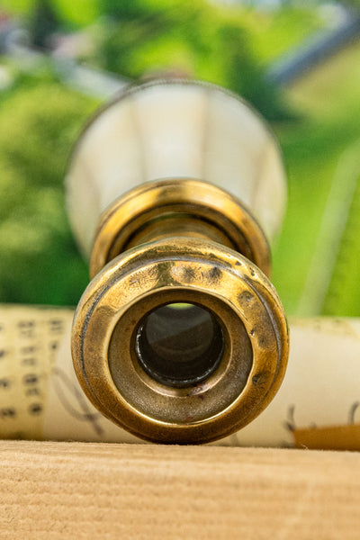 Antique French Mother of Pearl and Brass Spy Glass
