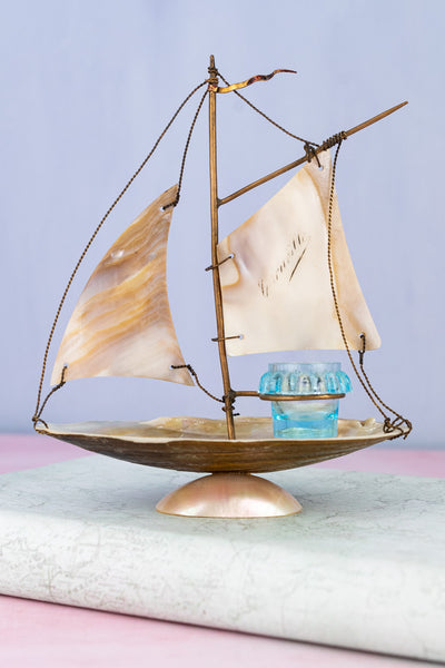 Antique French Souvenir Mother-of-Pearl Salier