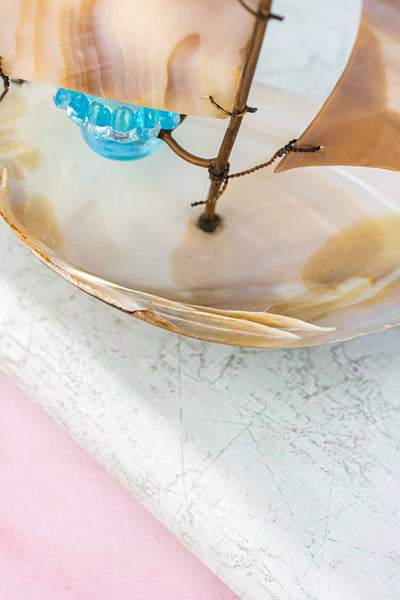 Antique French Souvenir Mother-of-Pearl Salier